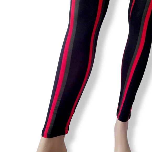 Black, Red & Green Striped Two-Piece Coord Set With Hoodie & Metallic Accents - Picture 4 of 8